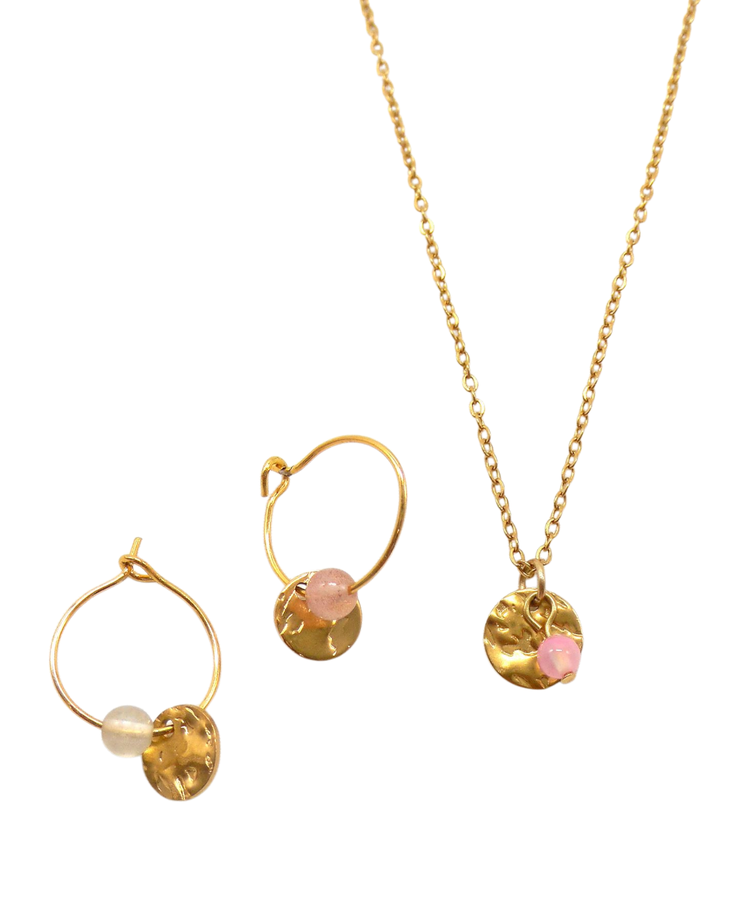 Boucles d'oreilles créoles sequin pierre - CLEM/CLEMIE