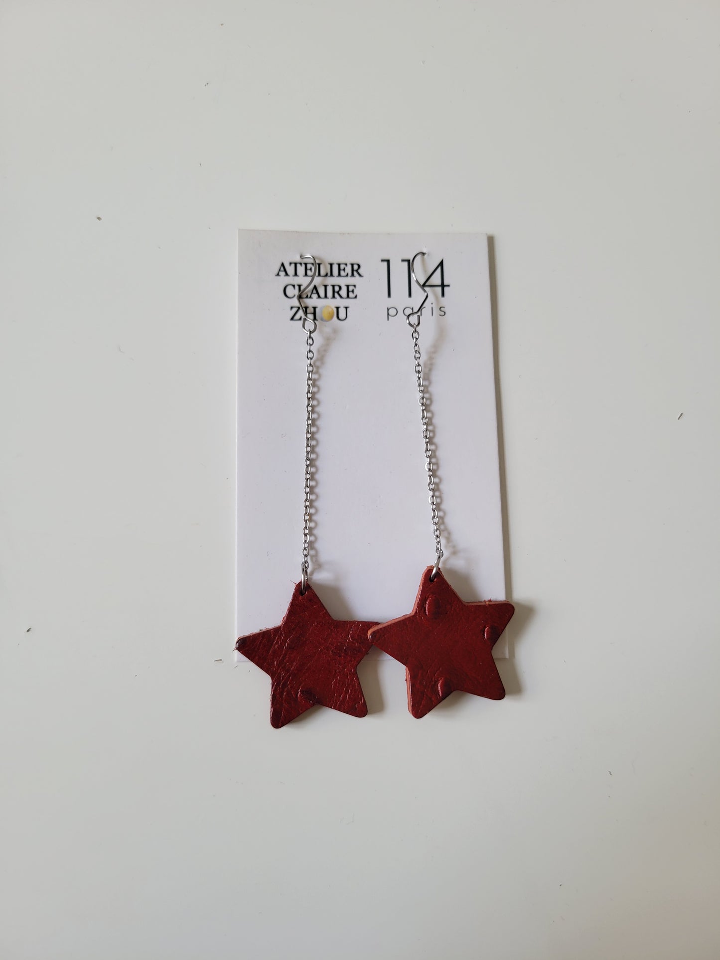 Boucles d'oreilles cuir recyclé double anneaux - Atelier Claire Zhou x 114 Paris