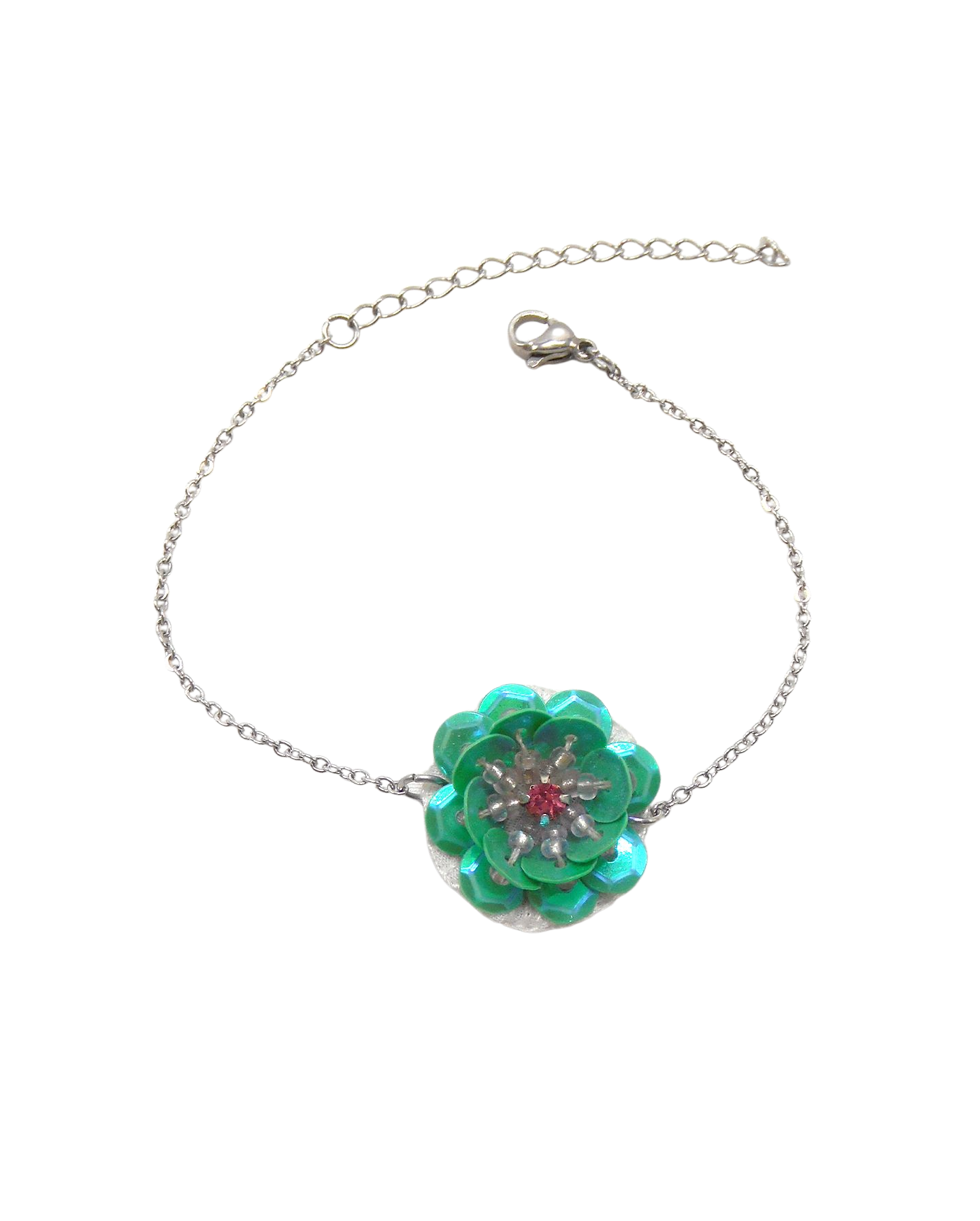 Bracelet brodé floral et coloré - PIVOINE
