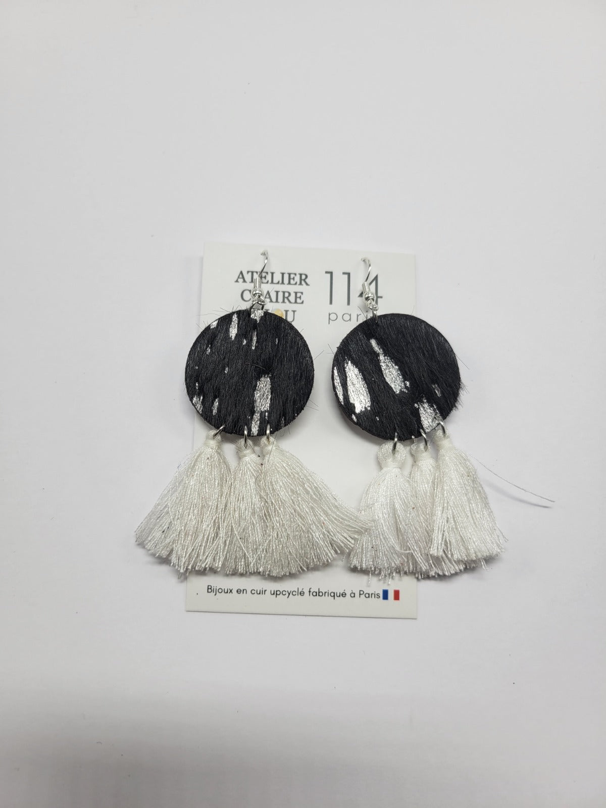 Boucles d'oreilles cuir recyclé - Atelier Claire Zhou x 114 Paris