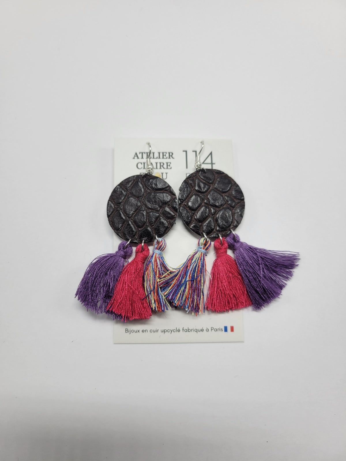 Boucles d'oreilles cuir recyclé - Atelier Claire Zhou x 114 Paris