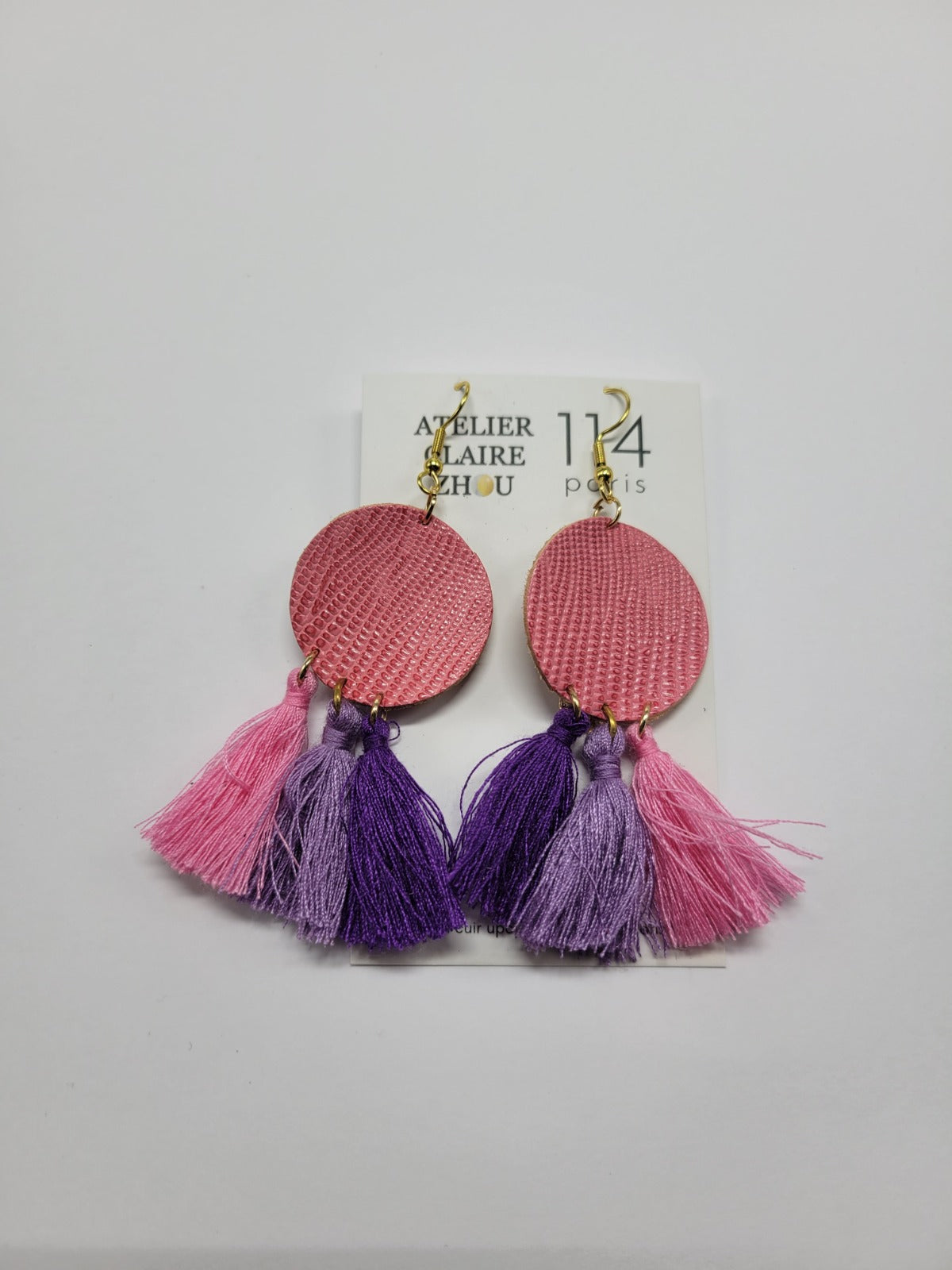 Boucles d'oreilles cuir recyclé - Atelier Claire Zhou x 114 Paris