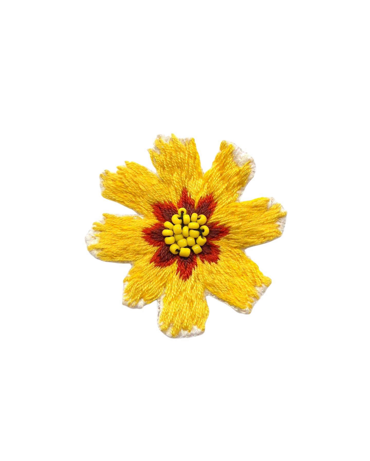 Broche brodée main fleur - COREOPSIS GRANDIFLORA