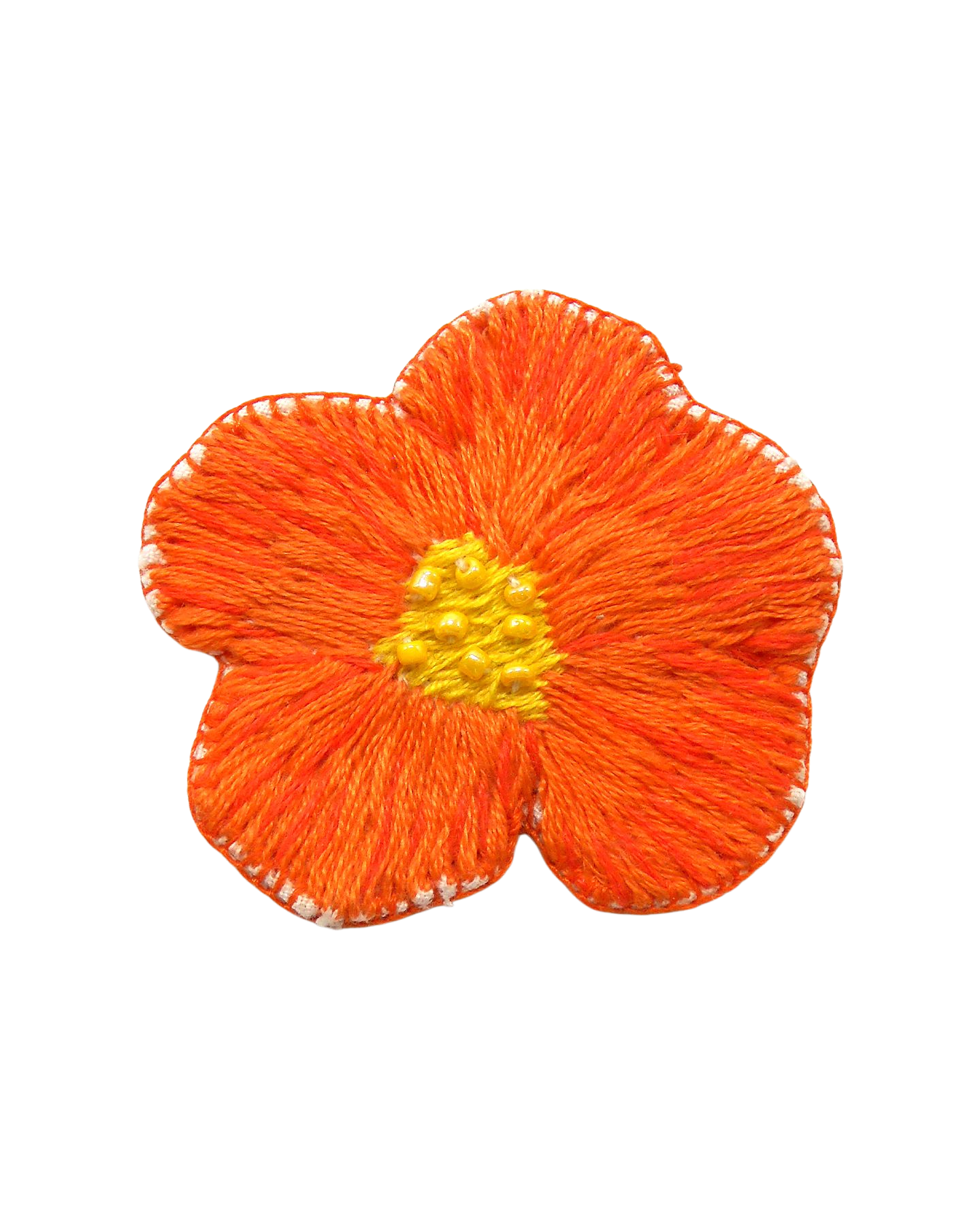 Broche brodée main fleurs violettes bleues