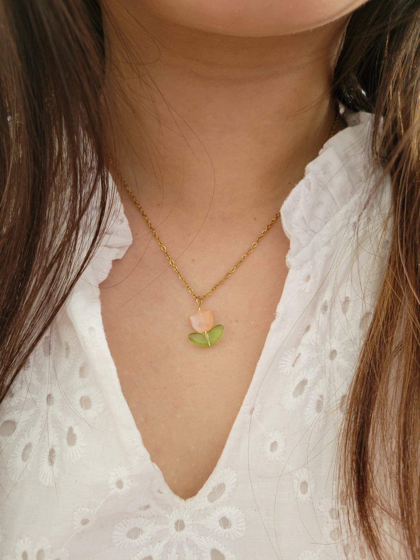 Collier mignon fleur et pierre - CLOCHETTE/TULIPE