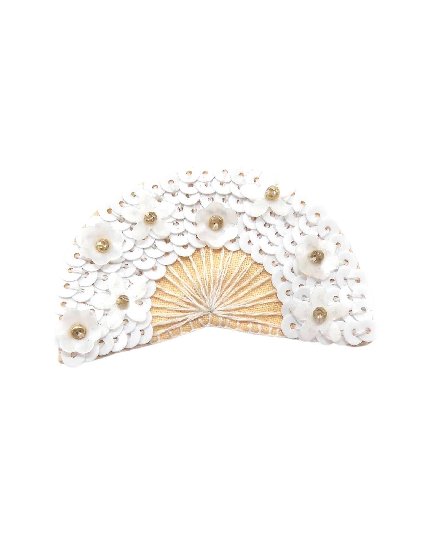 Broche brodée main - EVENTAIL CHINOIS