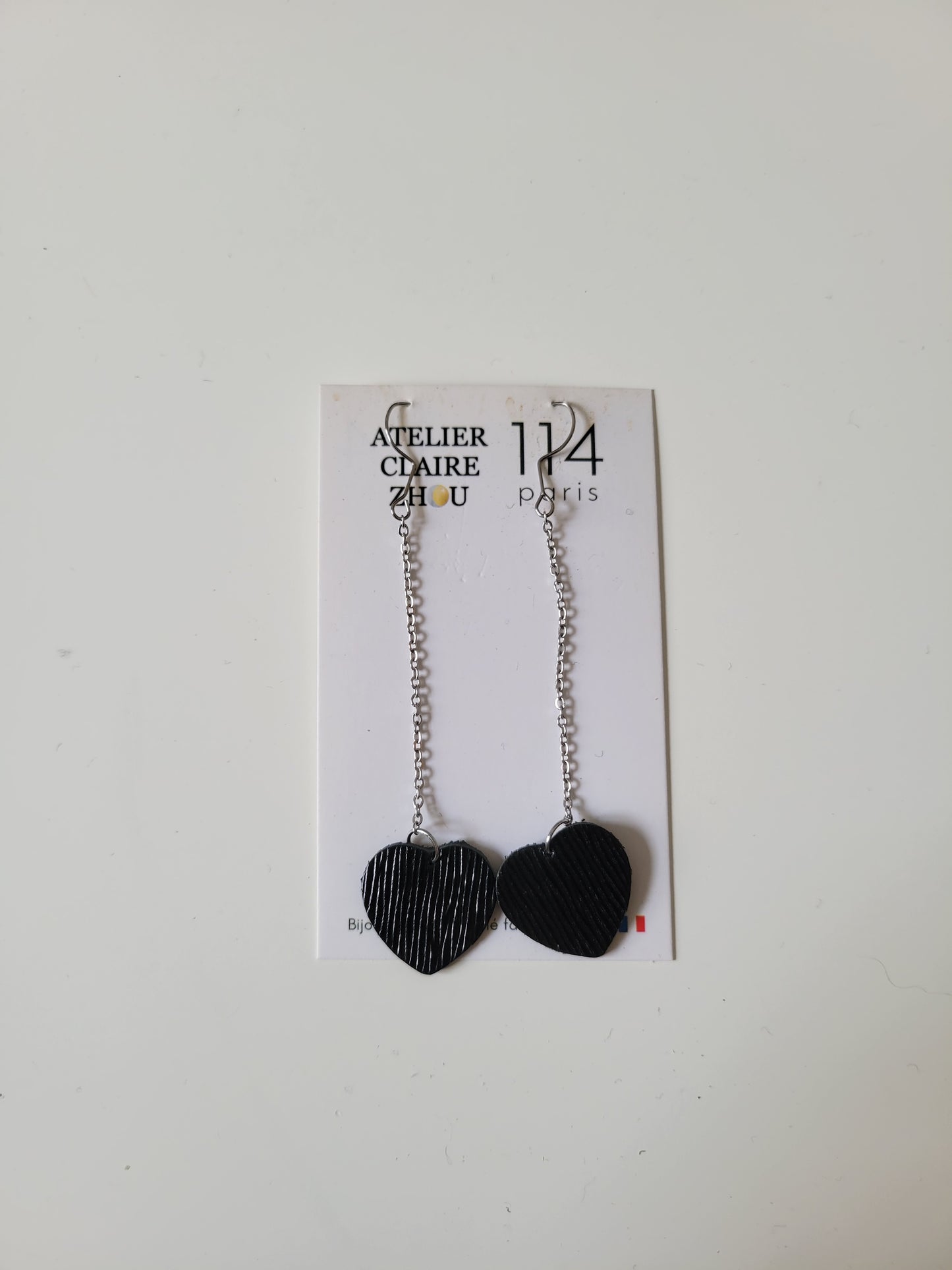 Boucles d'oreilles cuir recyclé double anneaux - Atelier Claire Zhou x 114 Paris