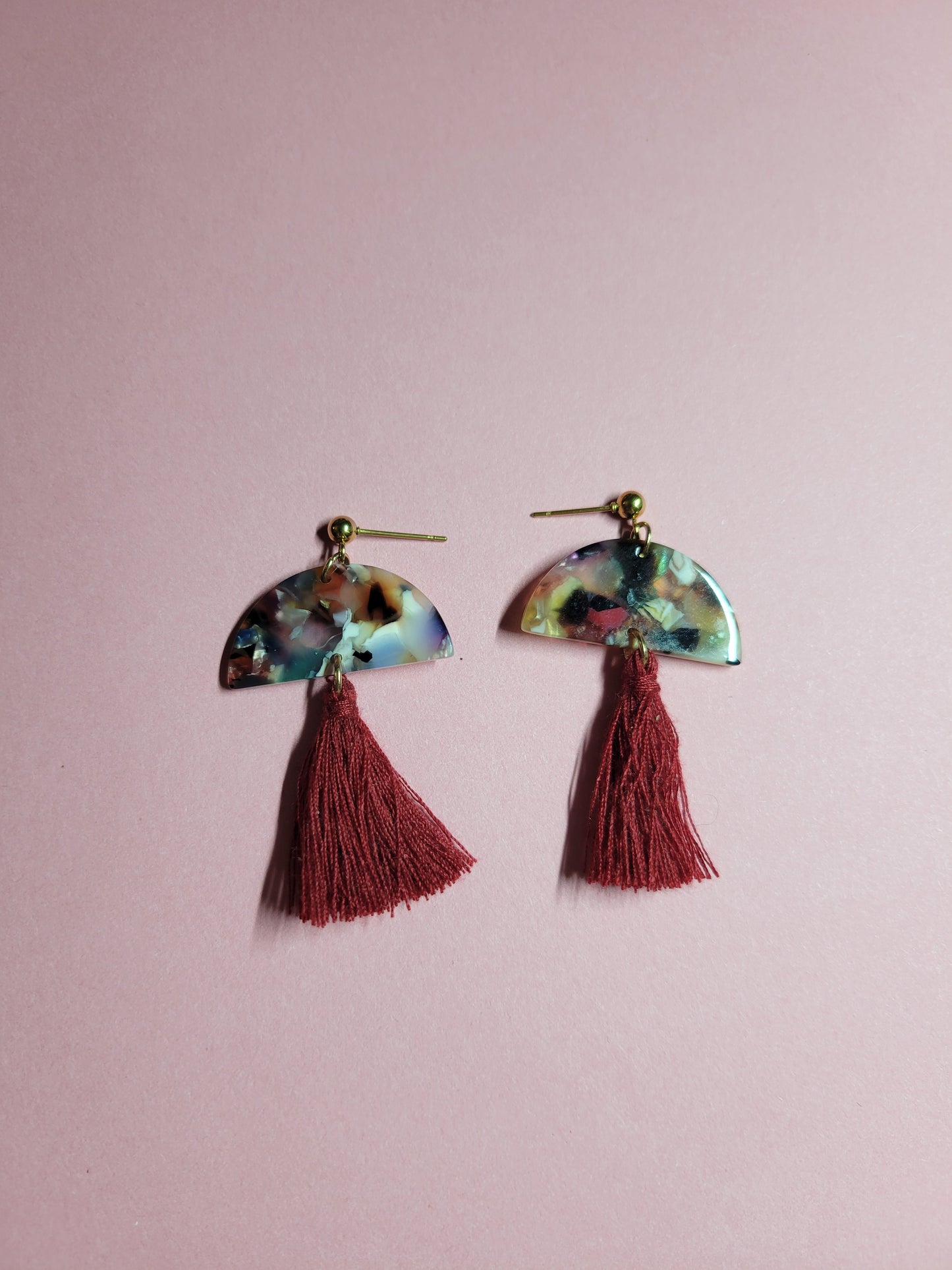 Boucles d'oreilles retro vintage bohème pompon fleur - JOANNA/JOHANNA
