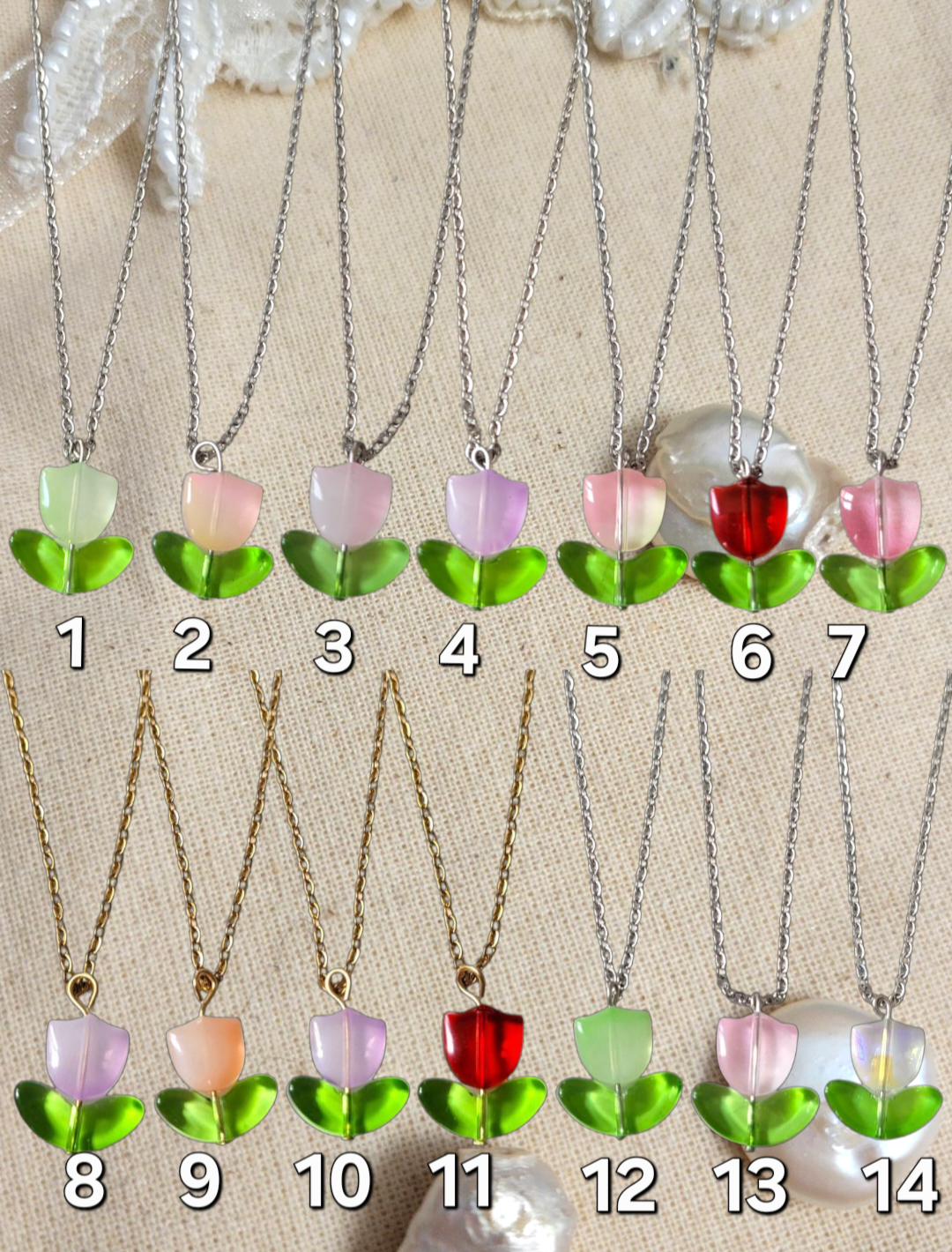 Collier mignon fleur et pierre - CLOCHETTE/TULIPE