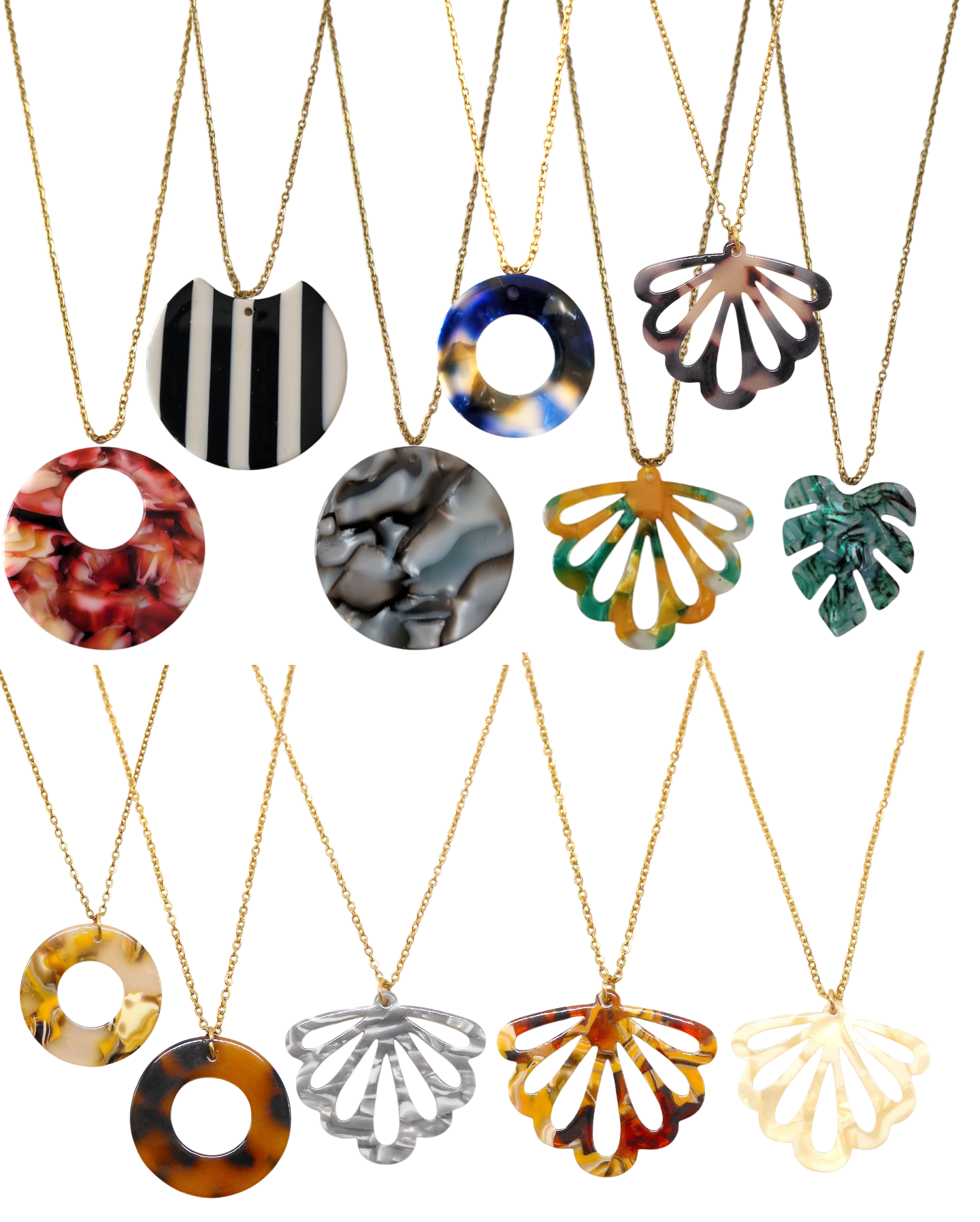 Collier résine retro vintage - ADELE/CLAUDIA/CATHERINE/ISABELLE/JEANNE/PHILO