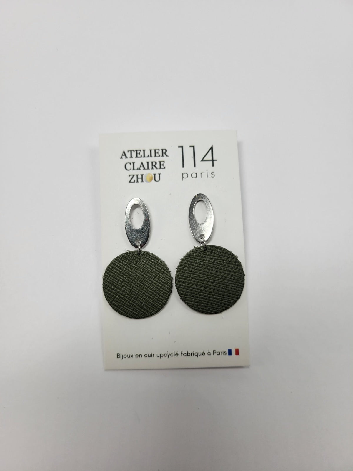 Boucles d'oreilles cuir recyclé - Atelier Claire Zhou x 114 Paris