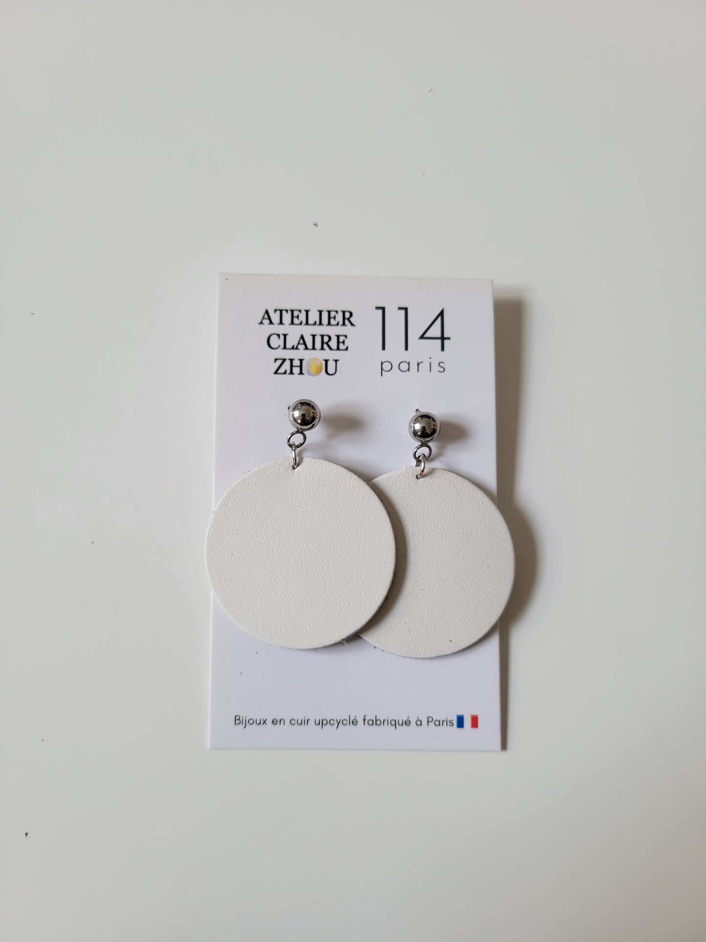 Boucles d'oreilles cuir recyclé - Atelier Claire Zhou x 114 Paris