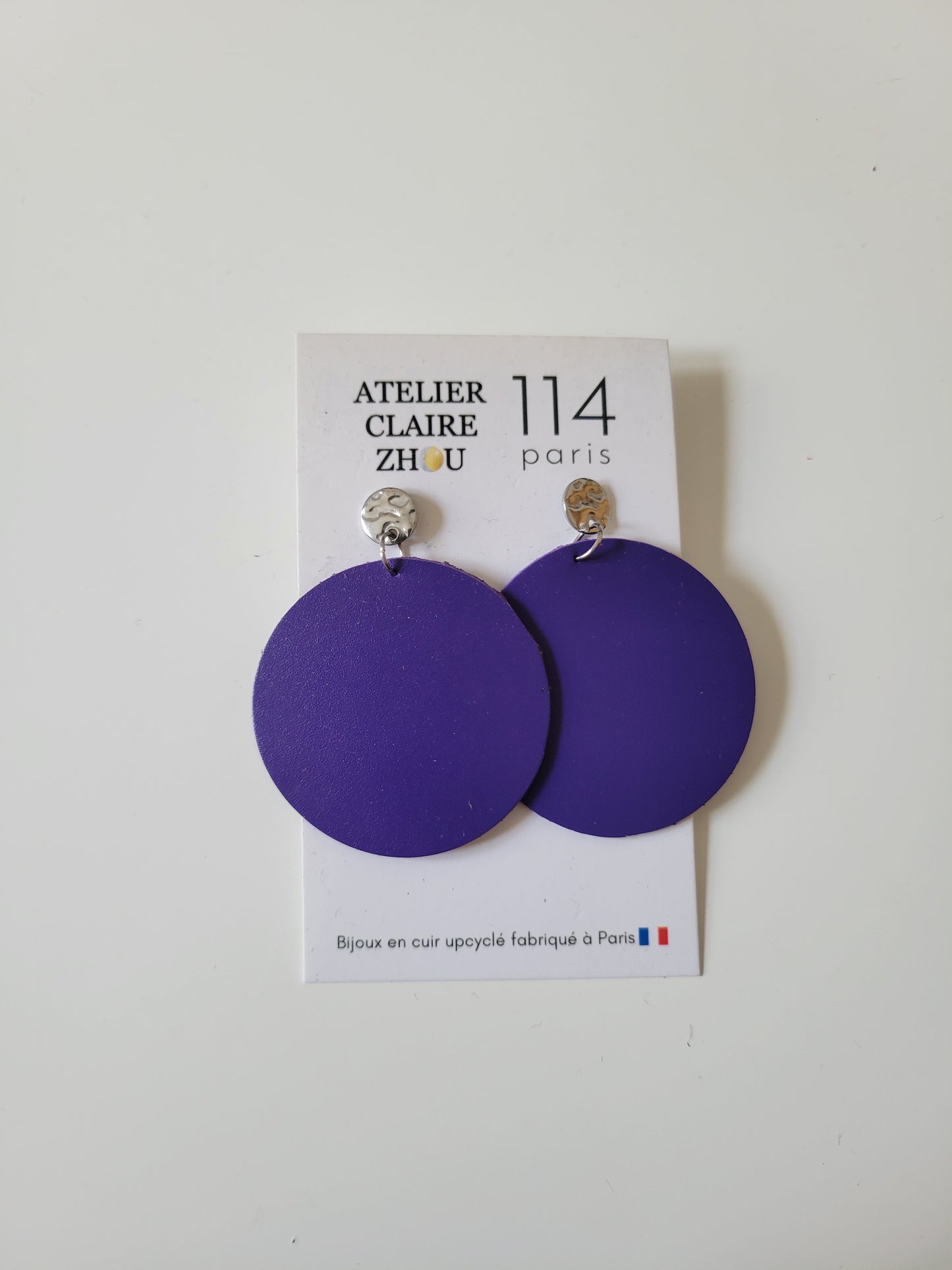 Boucles d'oreilles cuir recyclé - Atelier Claire Zhou x 114 Paris