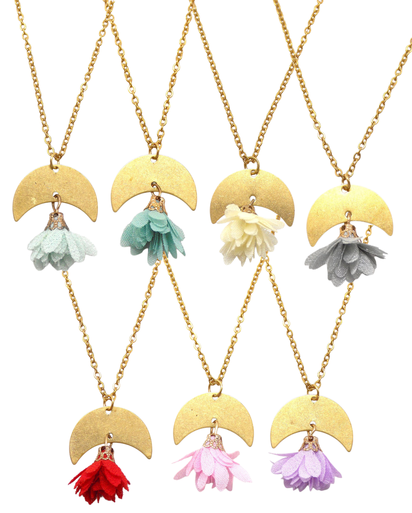 Collier croissant lune fleur - VICKI