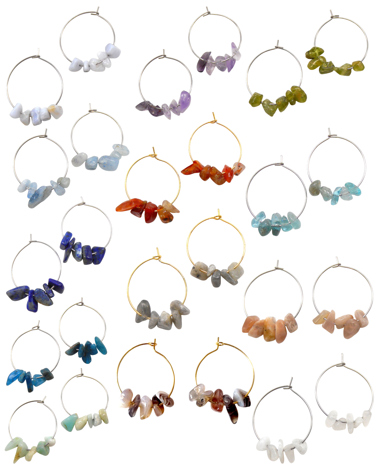 Boucles d'oreilles 5 pierres naturelles brutes - JAYA