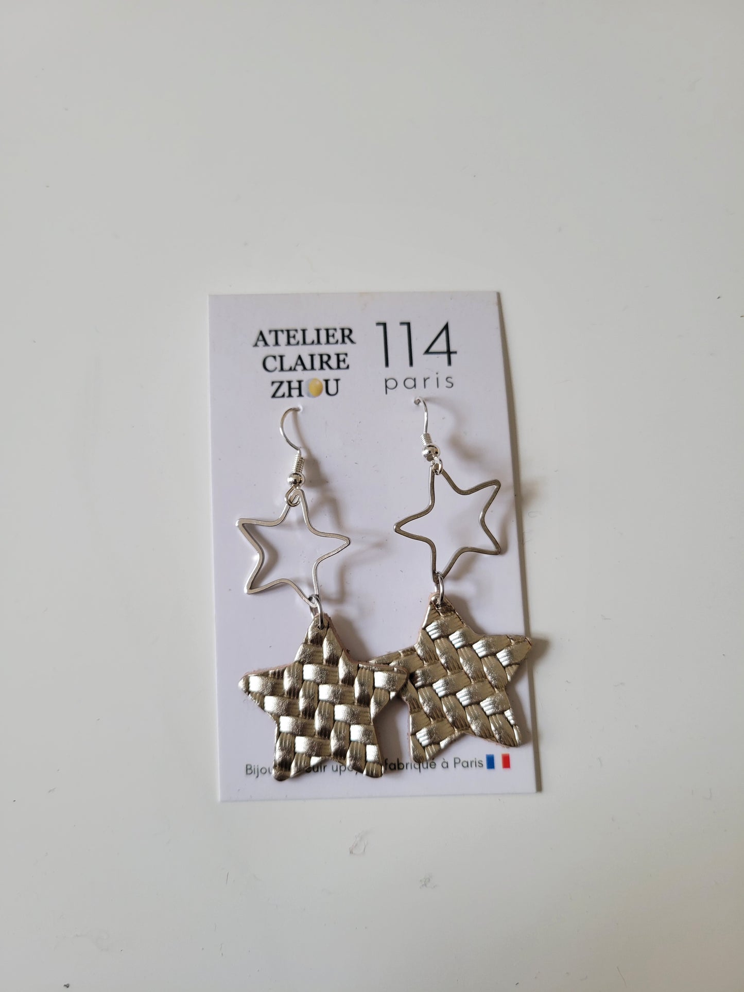 Boucles d'oreilles cuir recyclé double anneaux - Atelier Claire Zhou x 114 Paris