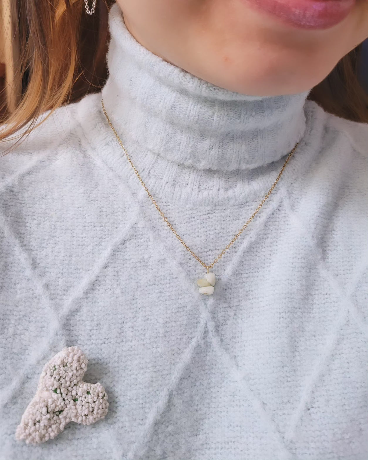 Collier 3 perles pierres naturelles - ANNE