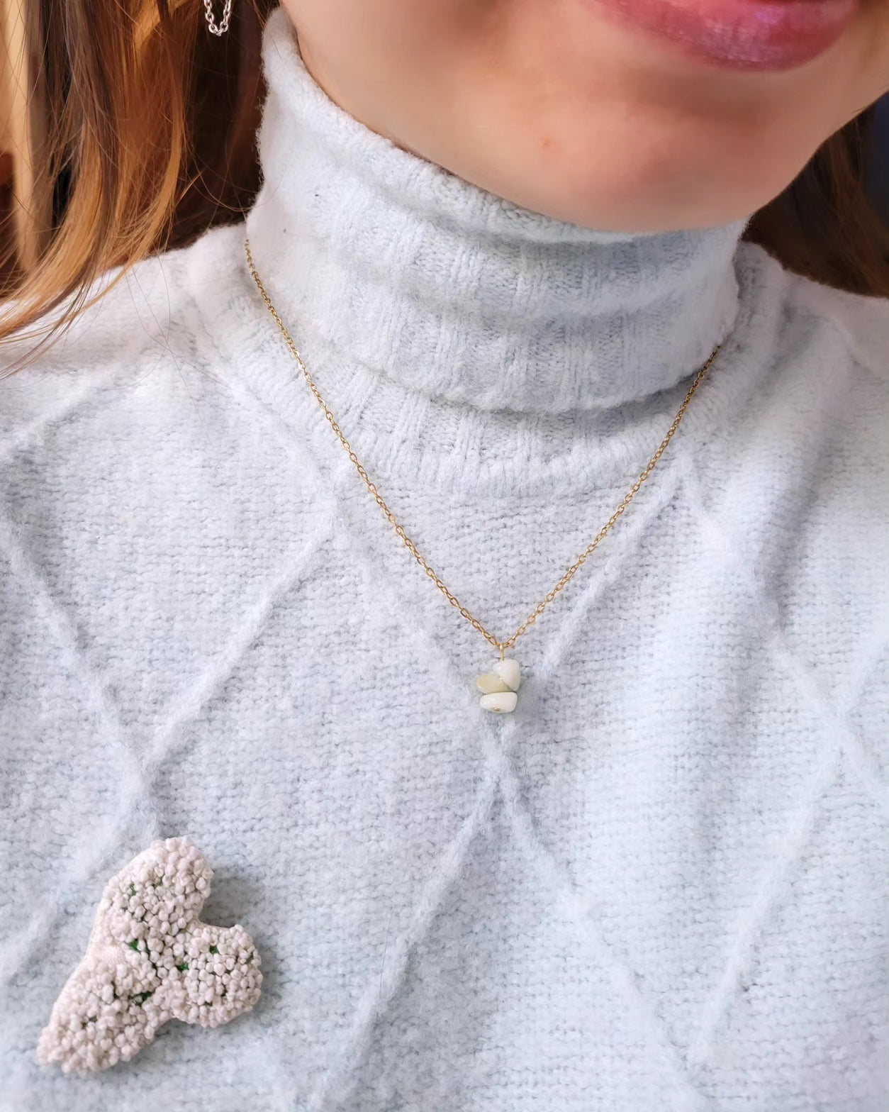 Collier 3 perles pierres naturelles - ANNE