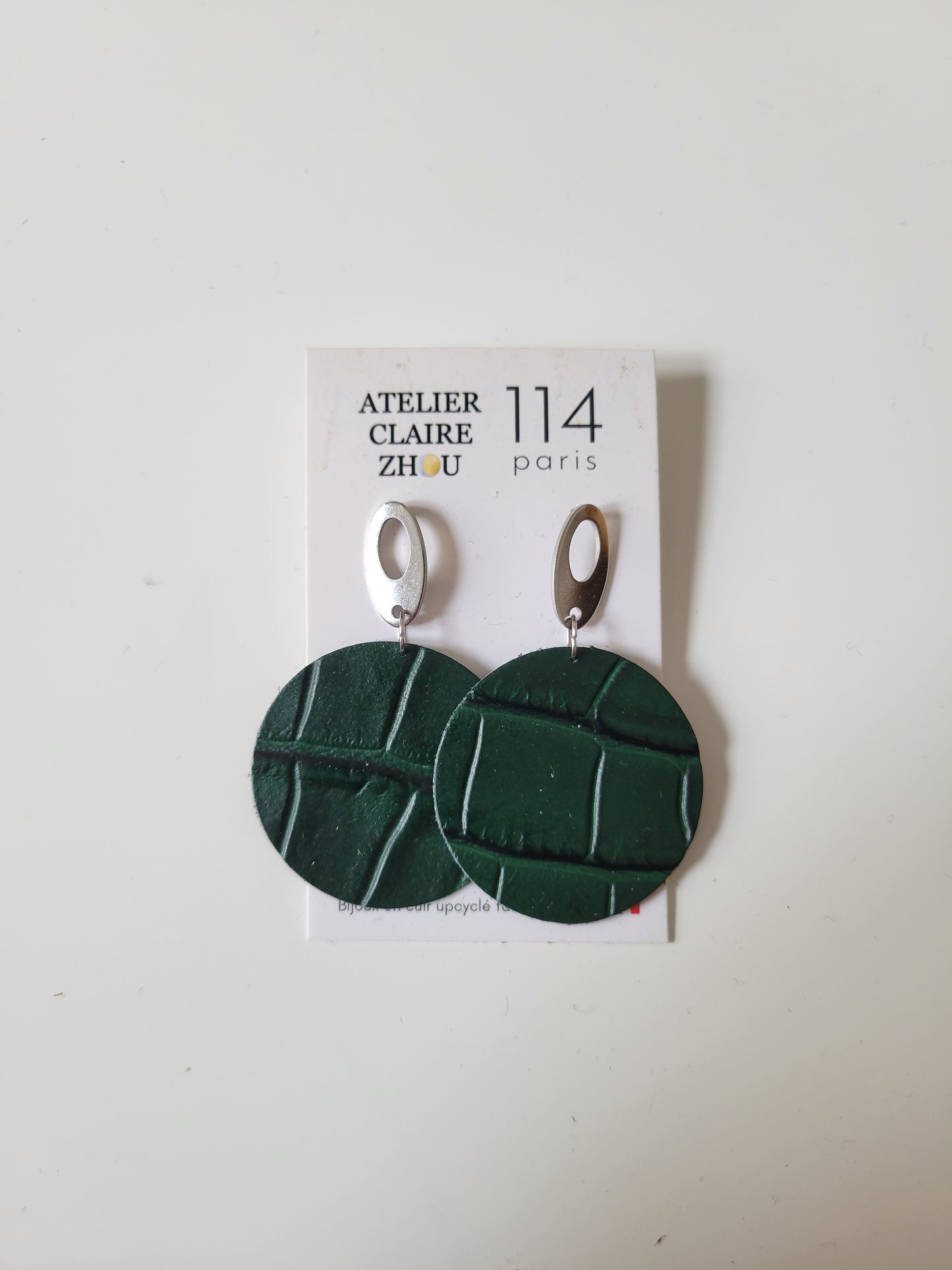 Boucles d'oreilles cuir recyclé - Atelier Claire Zhou x 114 Paris