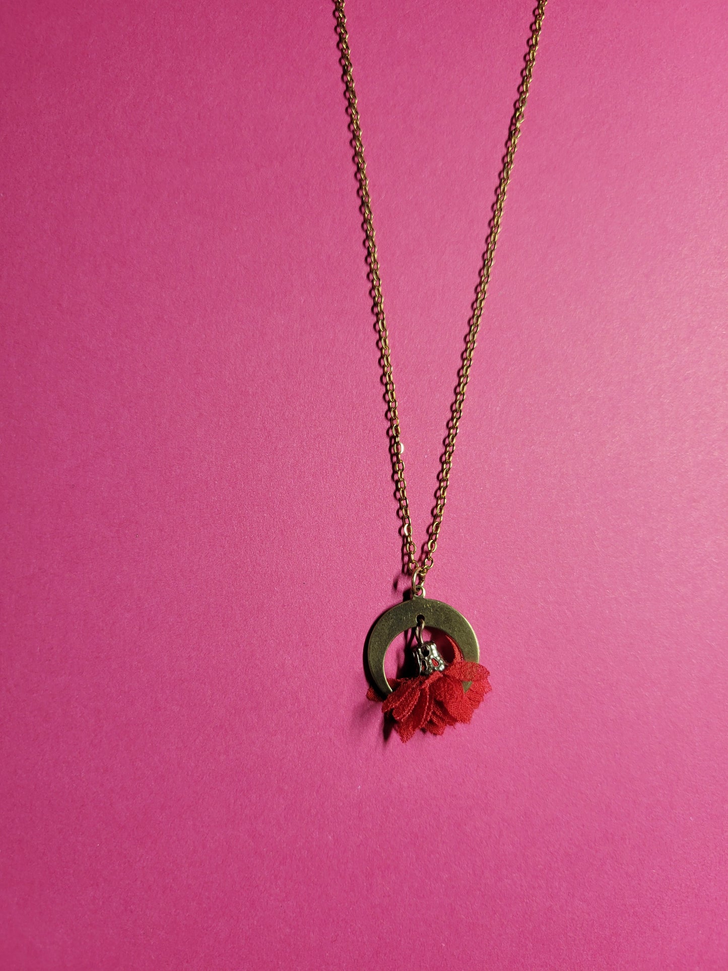 Collier croisant de lune fleur - HELA