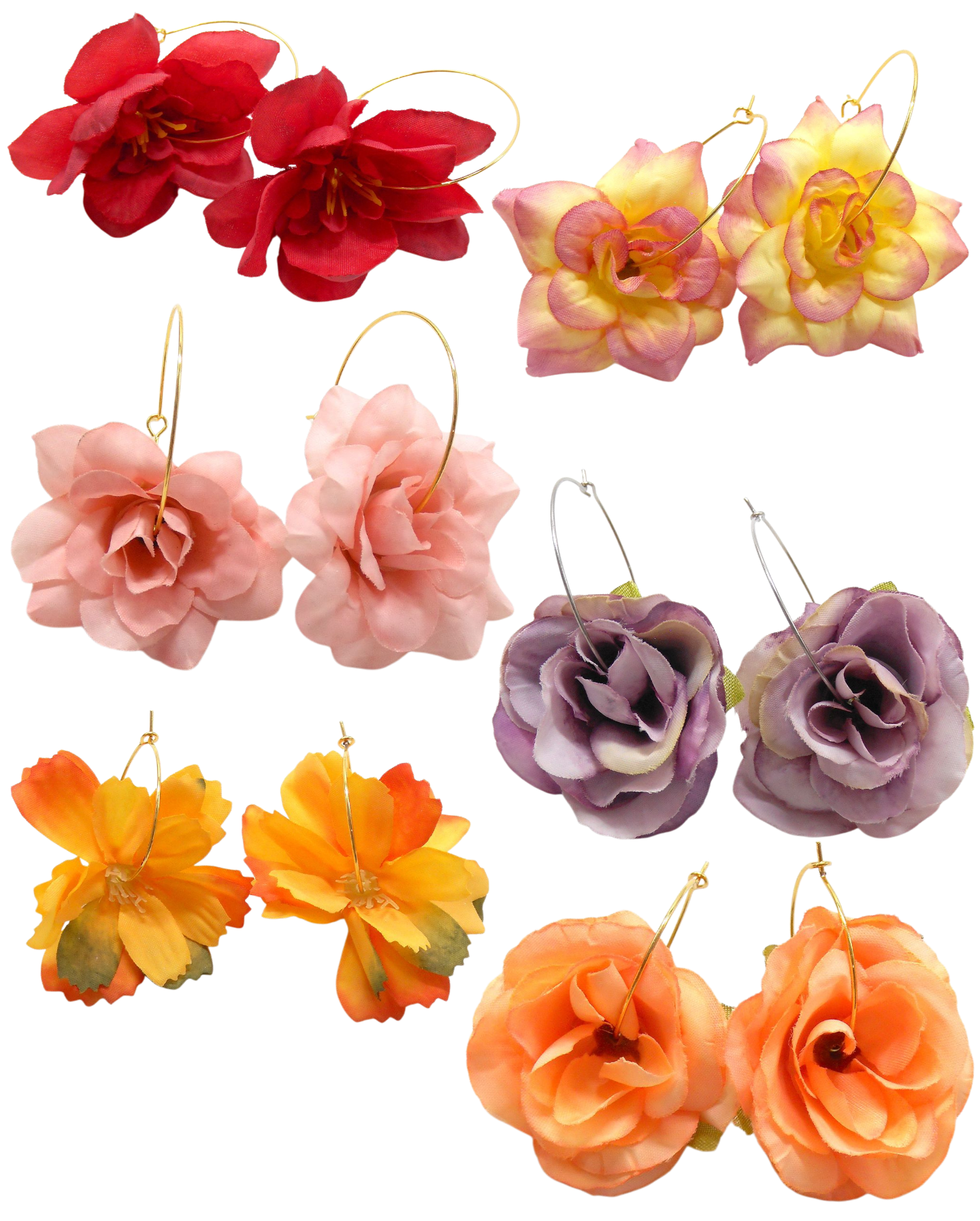 Boucles d'oreilles créoles grandes fleurs - JULIA