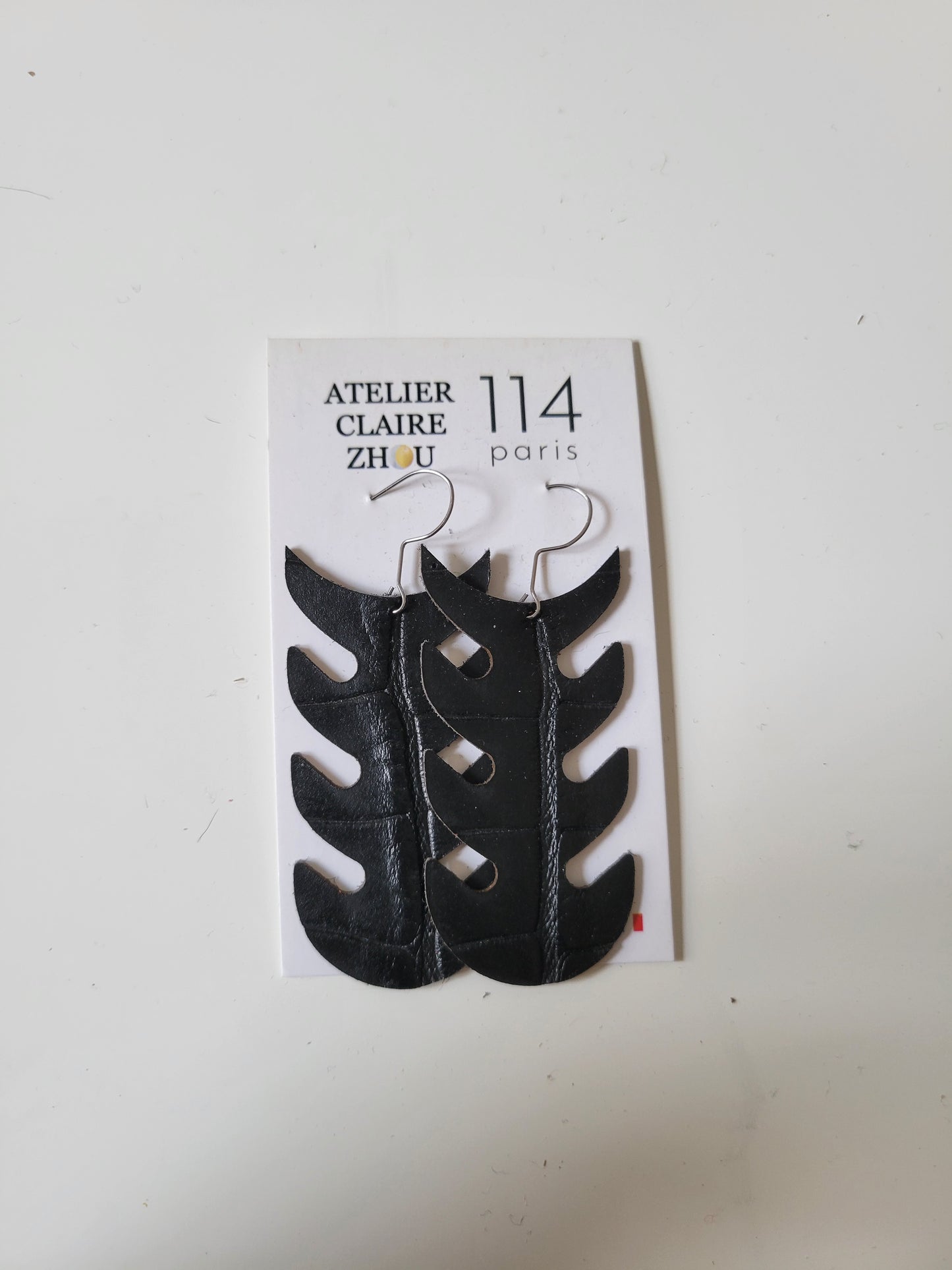 Boucles d'oreilles cuir recyclé double anneaux - Atelier Claire Zhou x 114 Paris