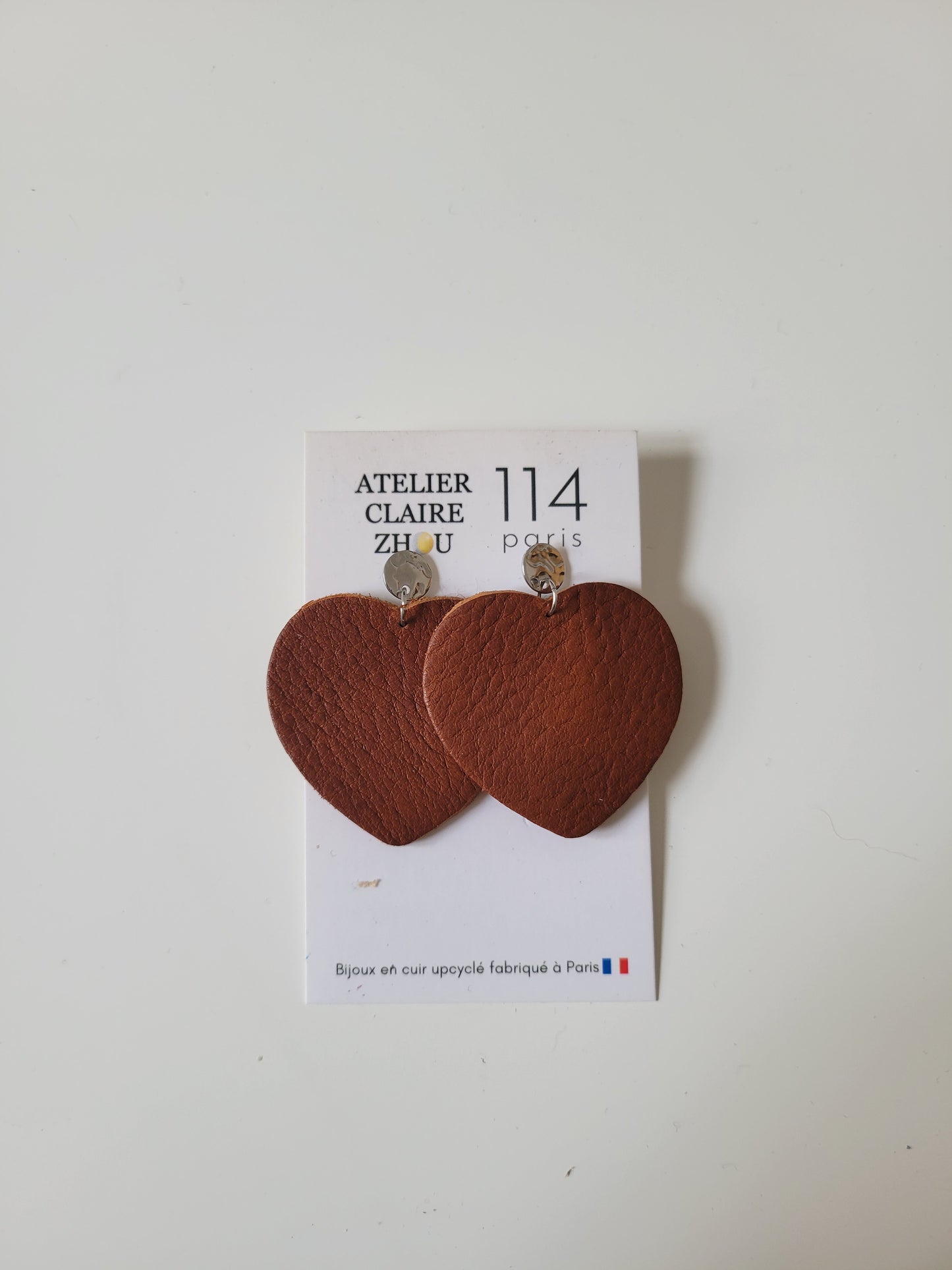 Boucles d'oreilles cuir recyclé - Atelier Claire Zhou x 114 Paris