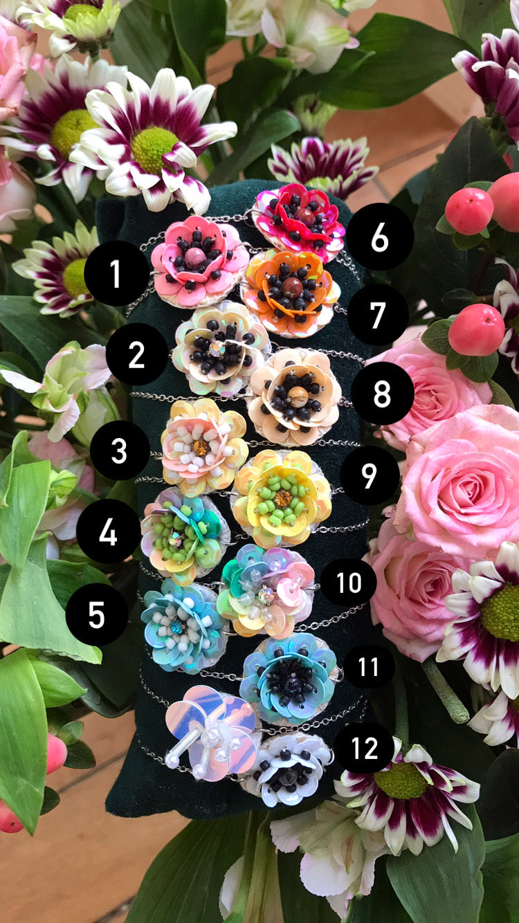 PIVOINE bracelet brodé floral et coloré