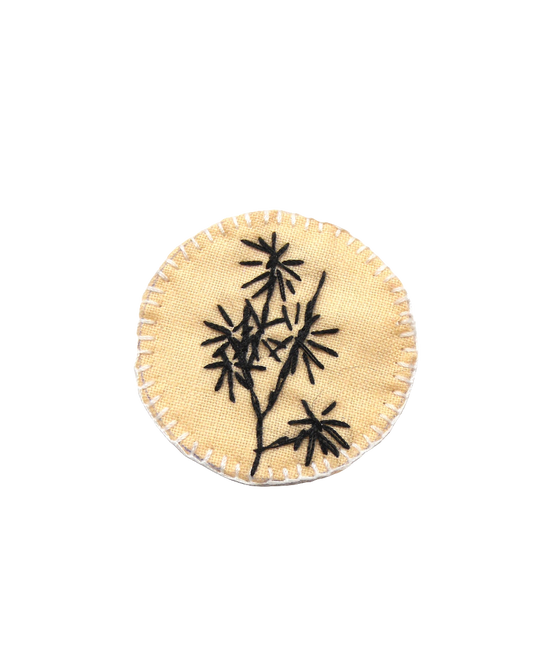 Broche brodée main - BAMBOU