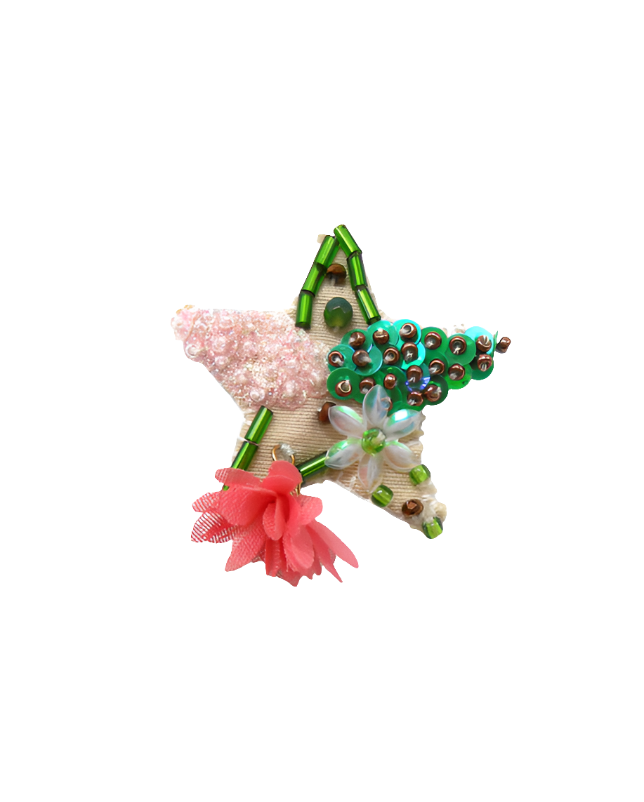 Broche brodée main - ETOILE DE REVE