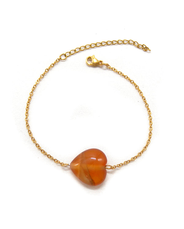 AIMEE bracelet coeur agate orange