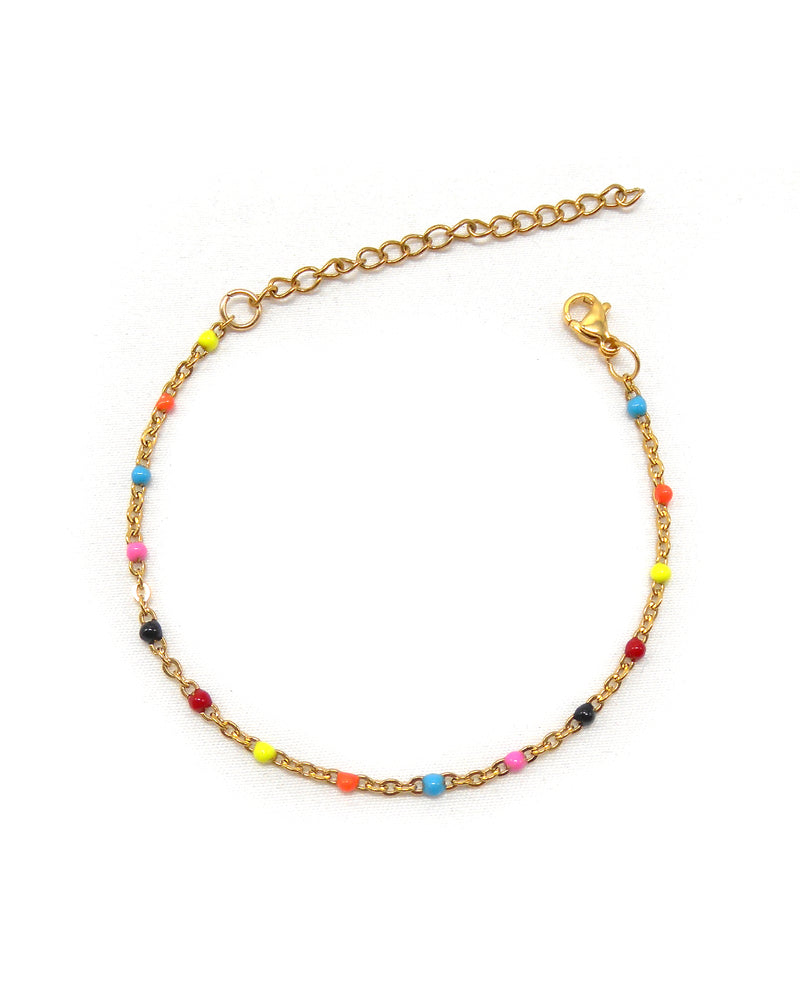 CLIO bracelet chaine perlée colorée