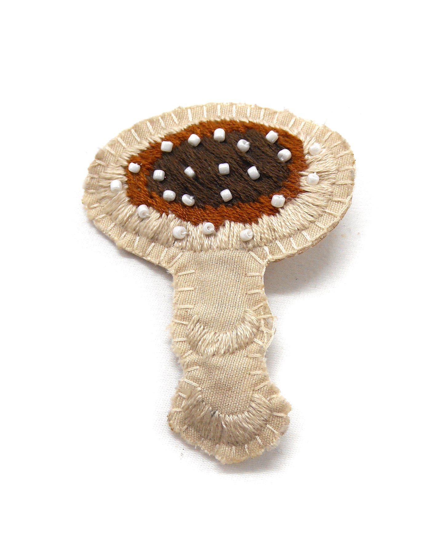 Broche brodée main - CHAMPIGNONS