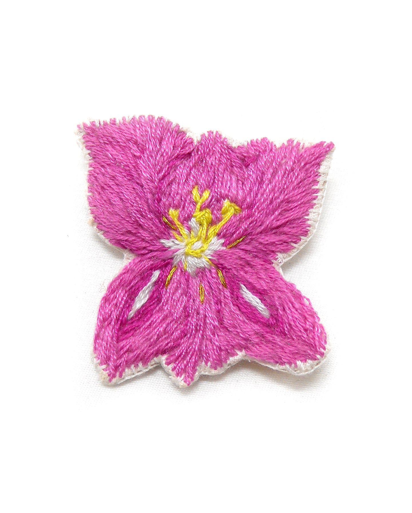 GLAIEUL IMBRIQUE broche fleur brodée main