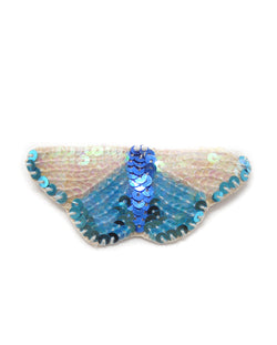 PAPILLON ARGUS SATINE CHANGEANT broche papillon brodée main bleu