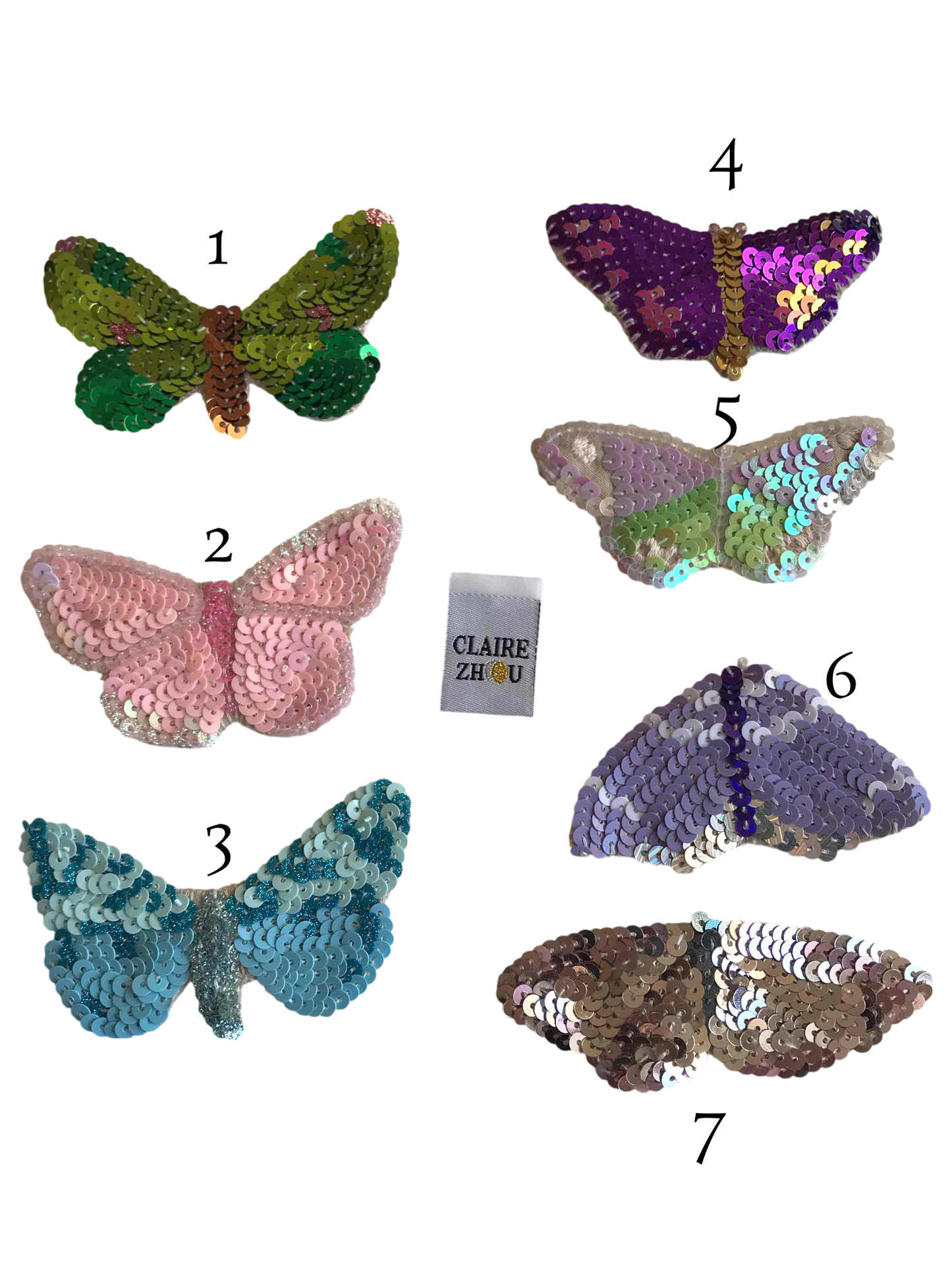 Broche brodée main collection PAPILLONS