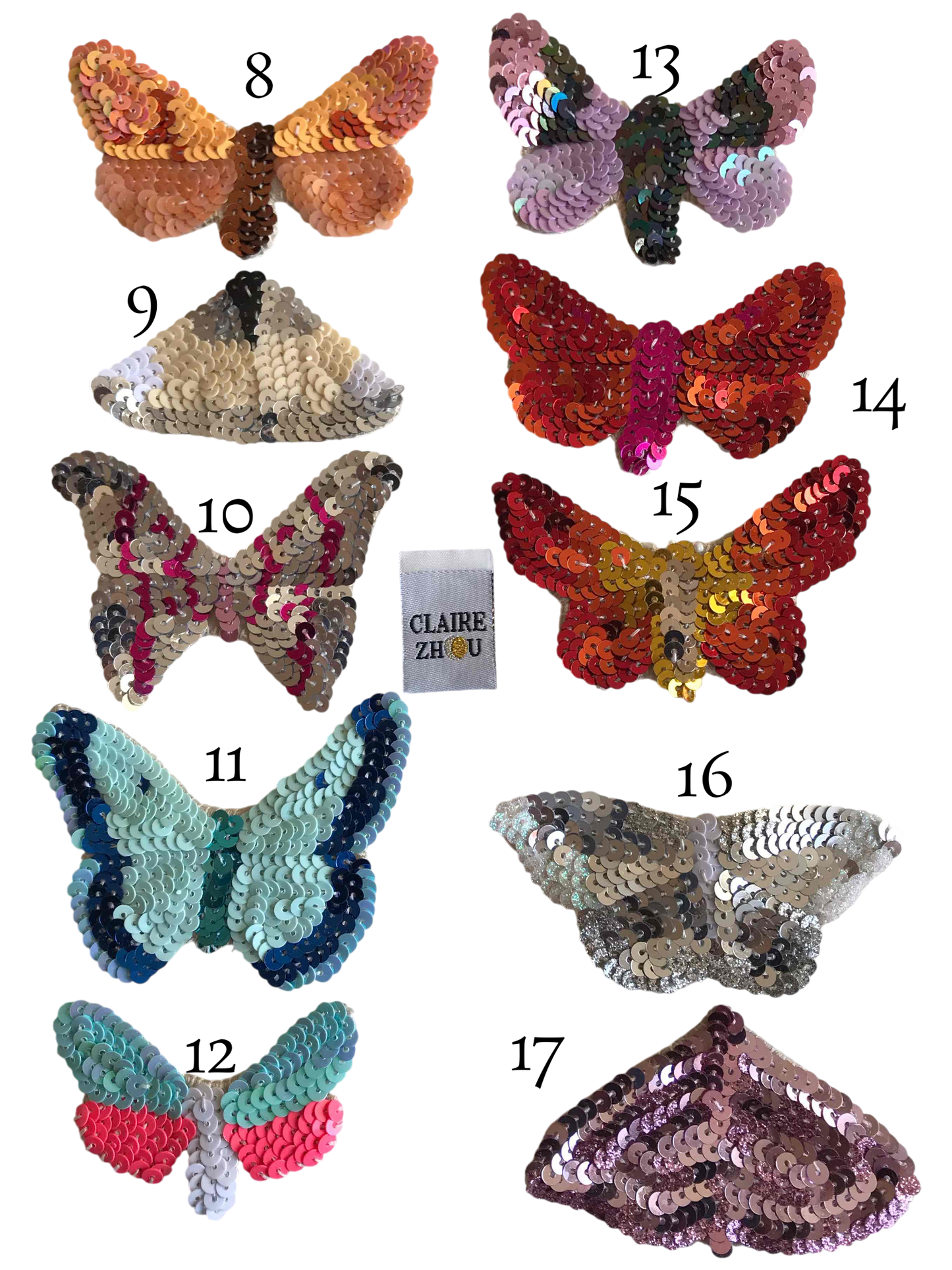 Broche brodée main collection PAPILLONS