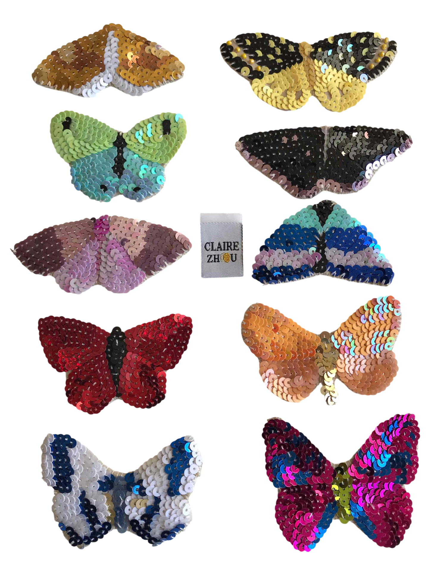 Broche brodée main collection PAPILLONS