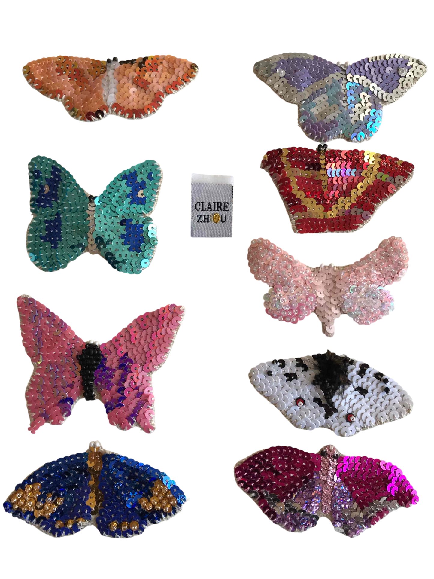 Broche brodée main collection PAPILLONS