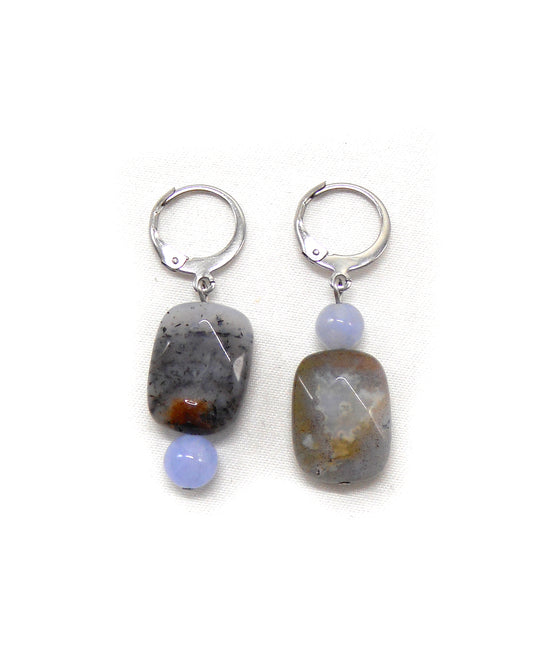 BERTILLE boucles d'oreilles agate indienne