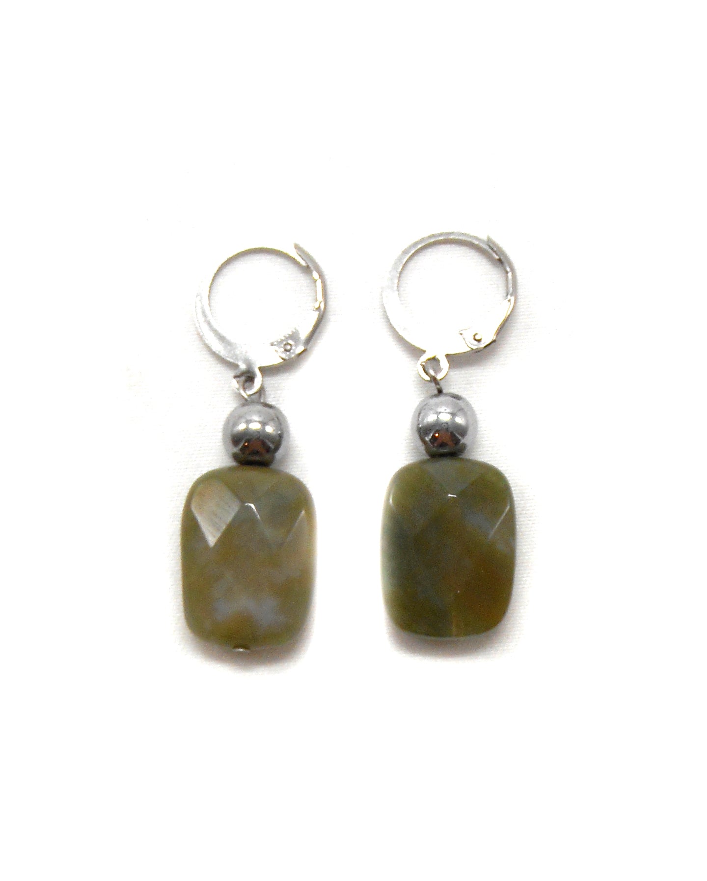 Boucles d'oreilles rectangle agate indienne et autre - BERTILLE