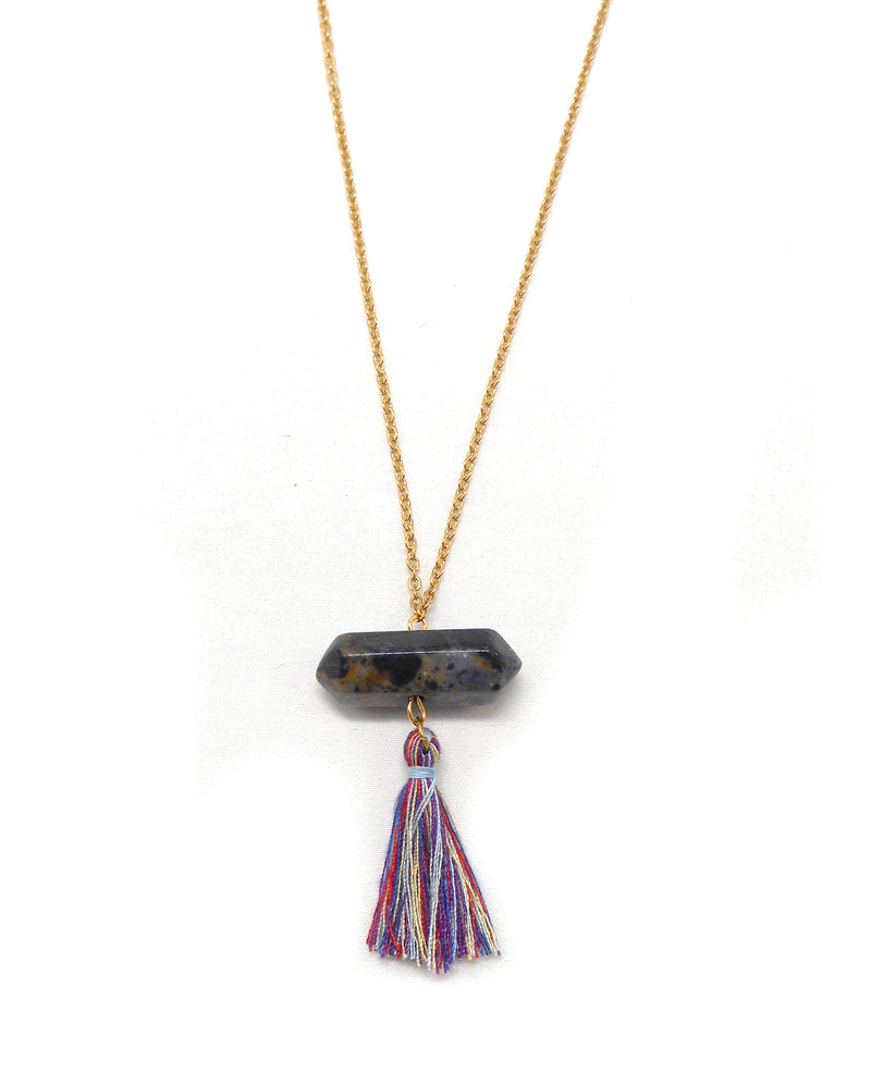 IZIA collier long cristal bohème