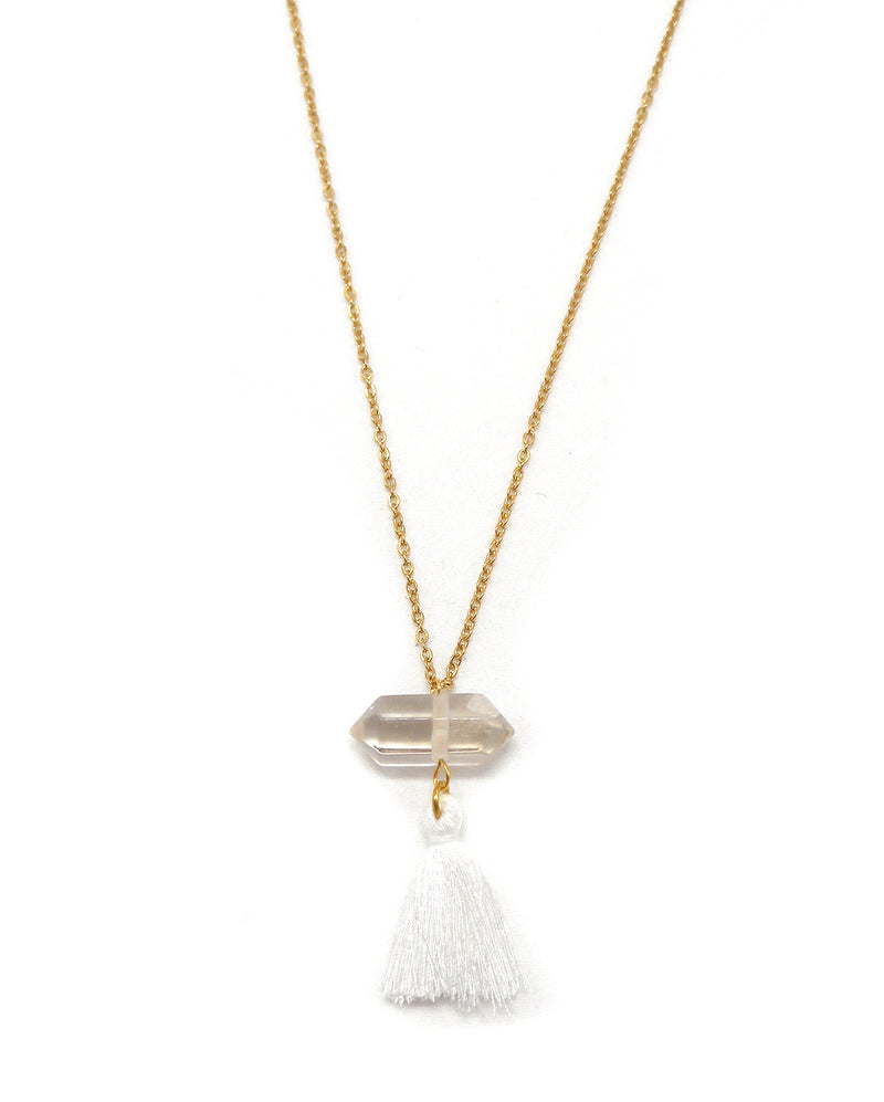 IZIA collier long cristal bohème