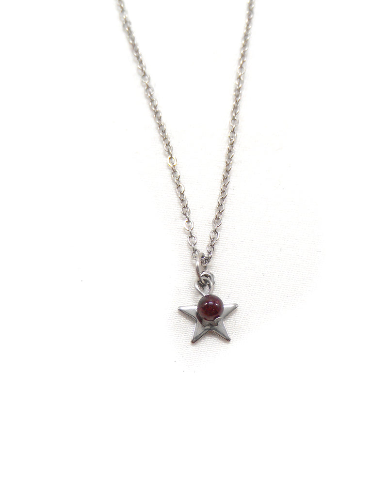 MABO collier étoile et perle pierre naturelle agate rose