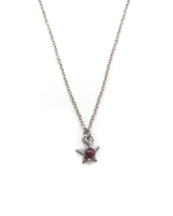 MABO collier étoile et perle pierre naturelle agate rose