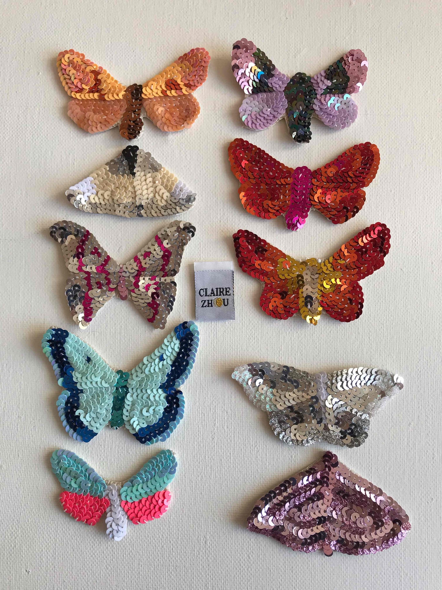 Broche brodée main collection PAPILLONS