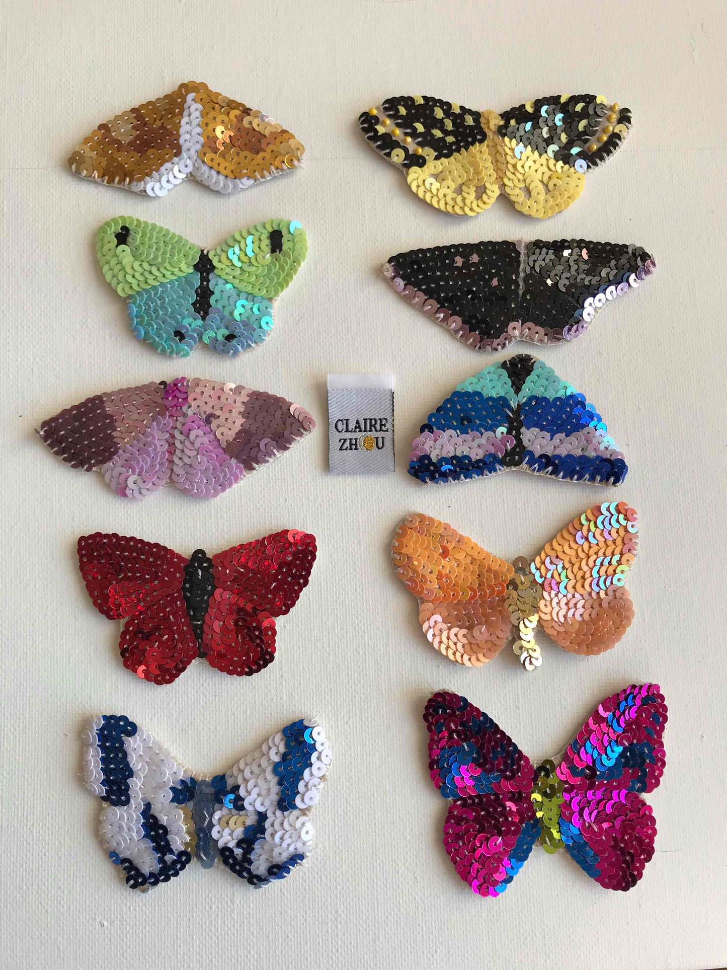 Broche brodée main collection PAPILLONS