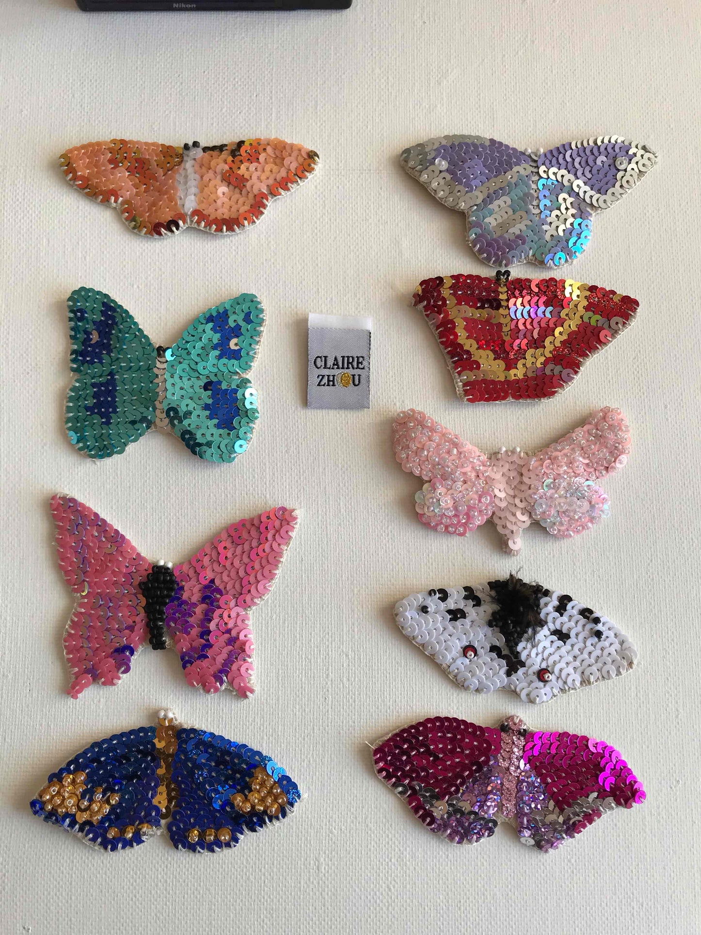 Broche brodée main collection PAPILLONS