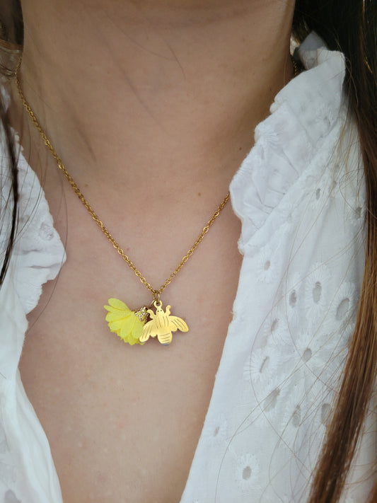Collier abeille et fleur - ABELINE