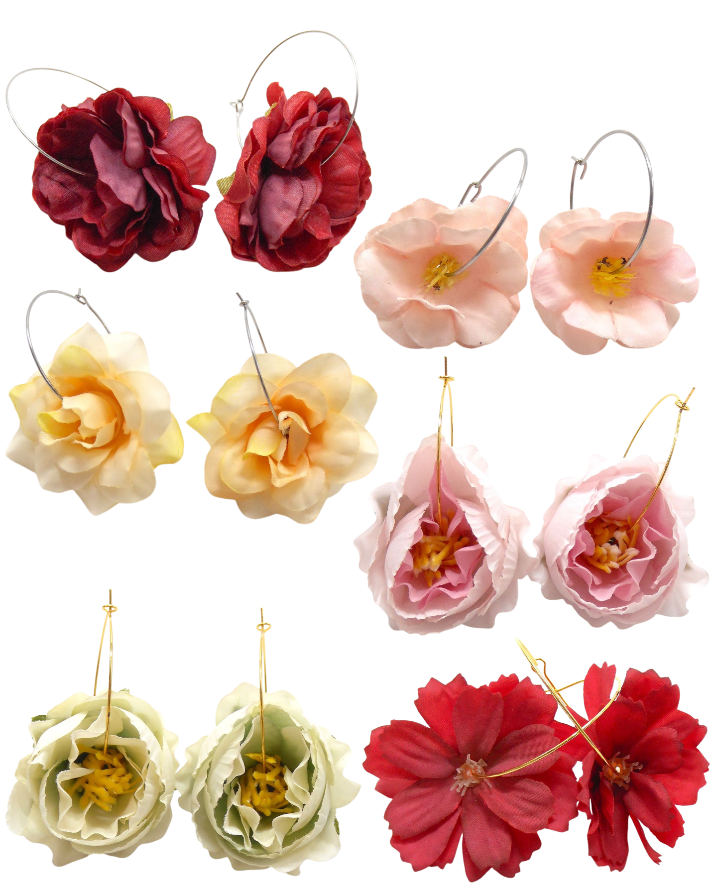 Boucles d'oreilles créoles grandes fleurs - JULIA
